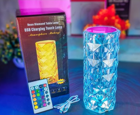16 Color Changing Rose Crystal Diamond Table Lamp