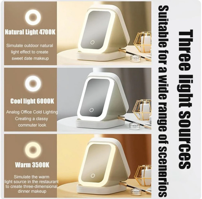Compact Makeup Vanity With LED Mirror